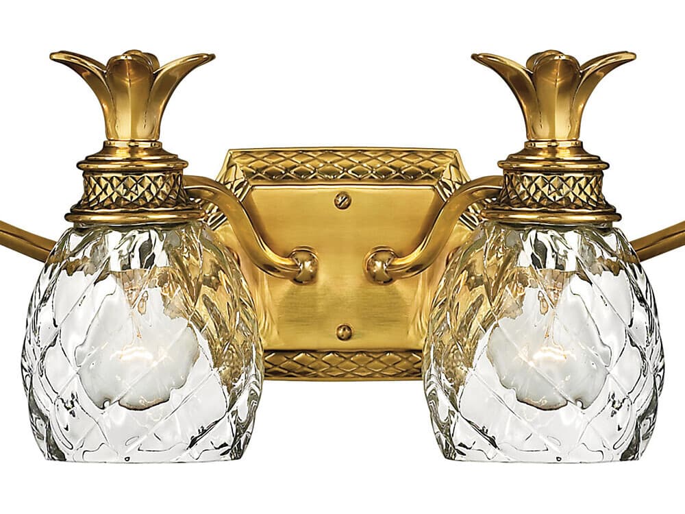 Hinkley Plantation 4-Light Burnished Brass Glass Vanity Light