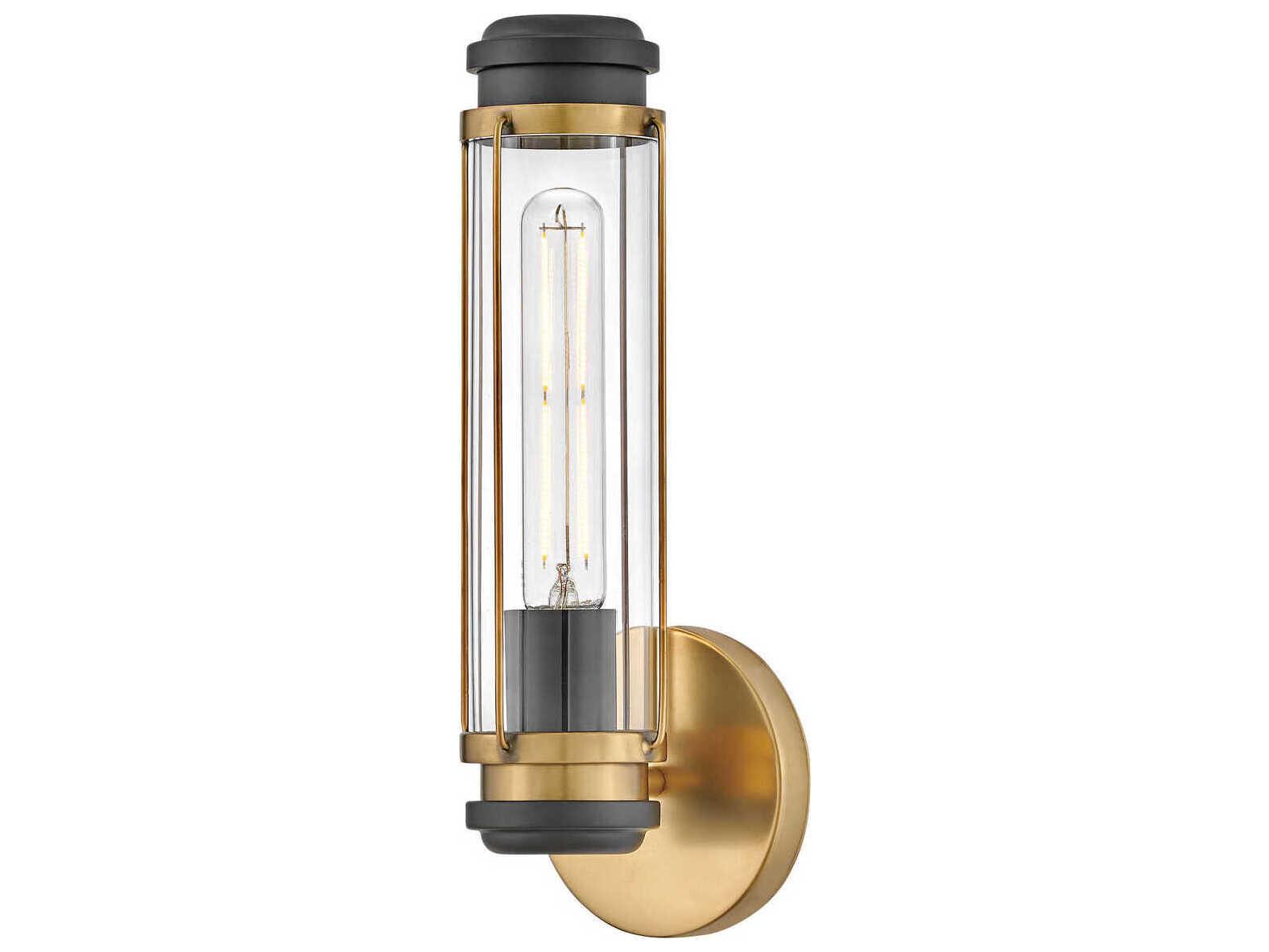 Hinkley Masthead 1-Light Heritage Brass Black Glass Wall Sconce