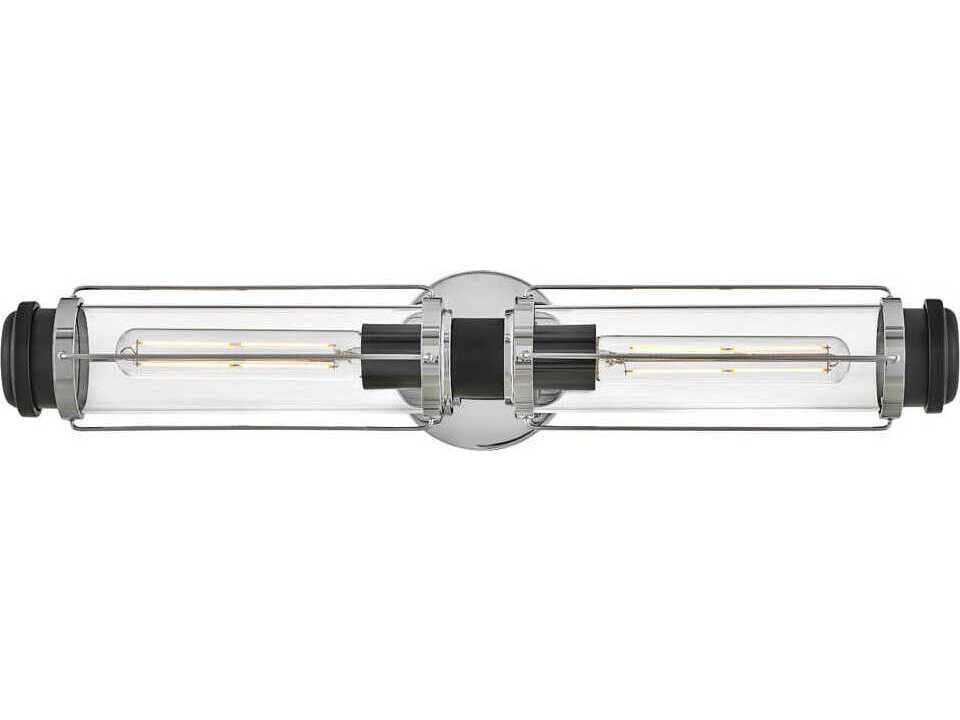 Hinkley Masthead 2-Light Chrome Black Glass Vanity Light