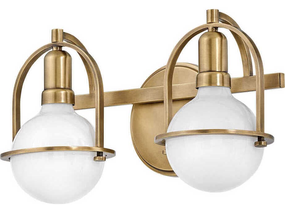 Hinkley Somerset 2-Light Heritage Brass Glass Vanity Light
