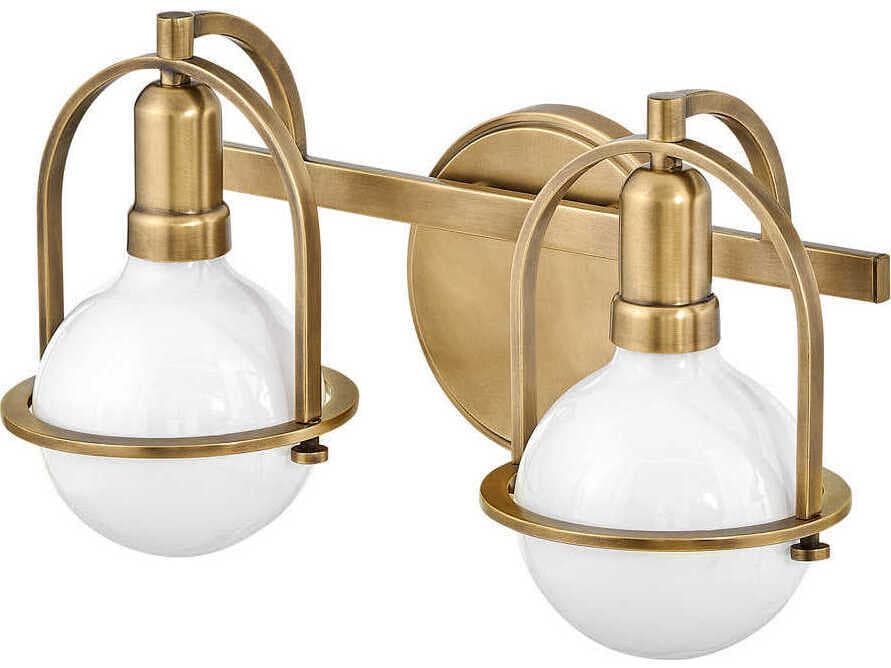 Hinkley Somerset 2-Light Heritage Brass Glass Vanity Light