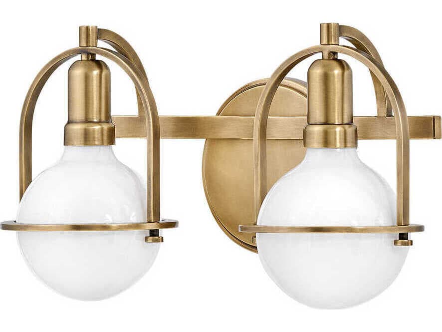Hinkley Somerset 2-Light Heritage Brass Glass Vanity Light