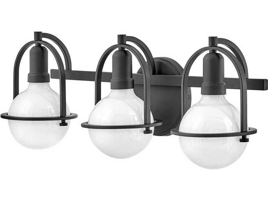Hinkley Somerset 3-Light Black Glass Vanity Light
