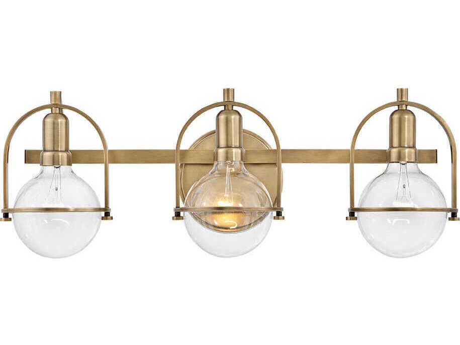 Hinkley Somerset 3-Light Heritage Brass Glass Vanity Light
