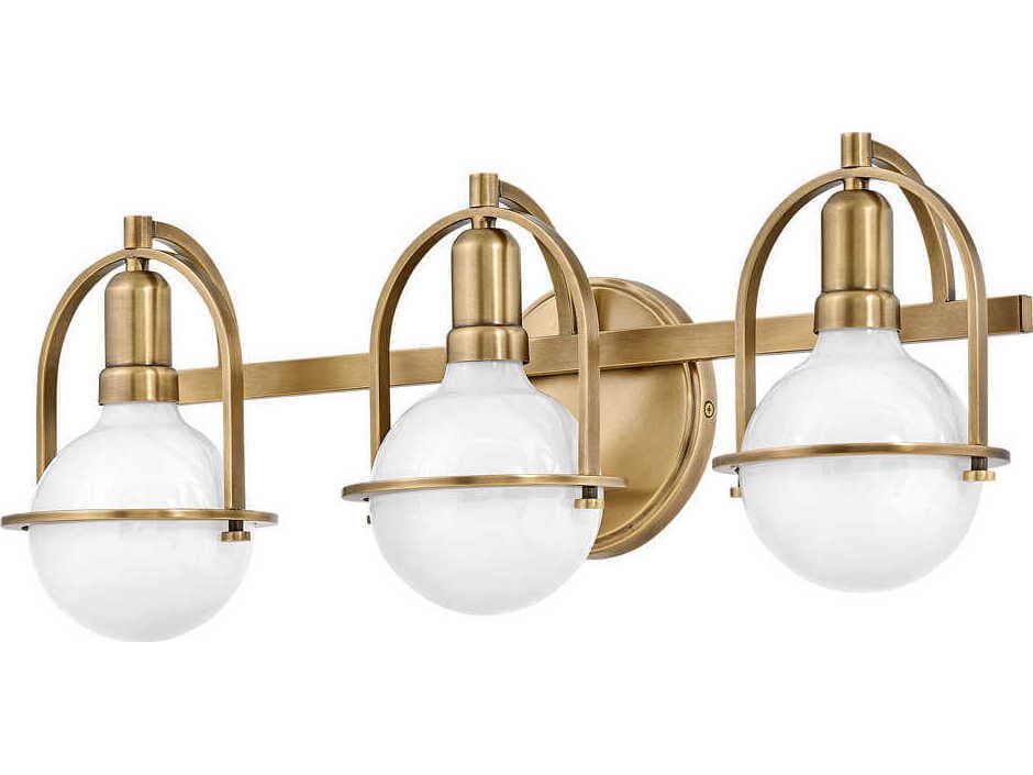 Hinkley Somerset 3-Light Heritage Brass Glass Vanity Light