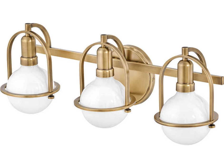 Hinkley Somerset 3-Light Heritage Brass Glass Vanity Light