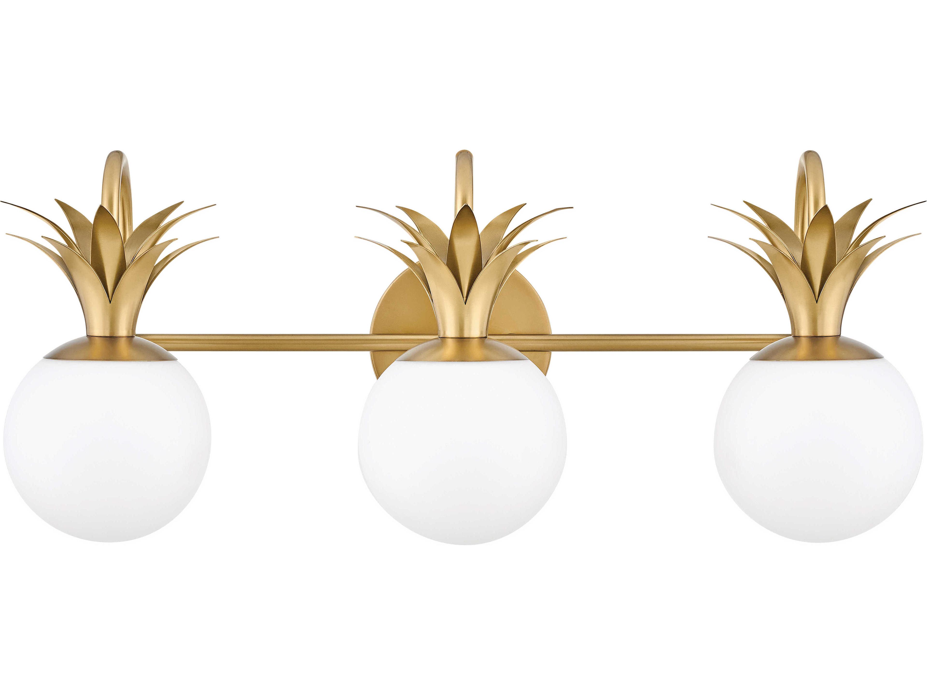 Hinkley Palma 3-Light Heritage Brass Glass Vanity Light