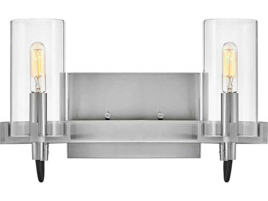 Hinkley Ryden 2-Light Brushed Nickel Glass LED Vanity Light