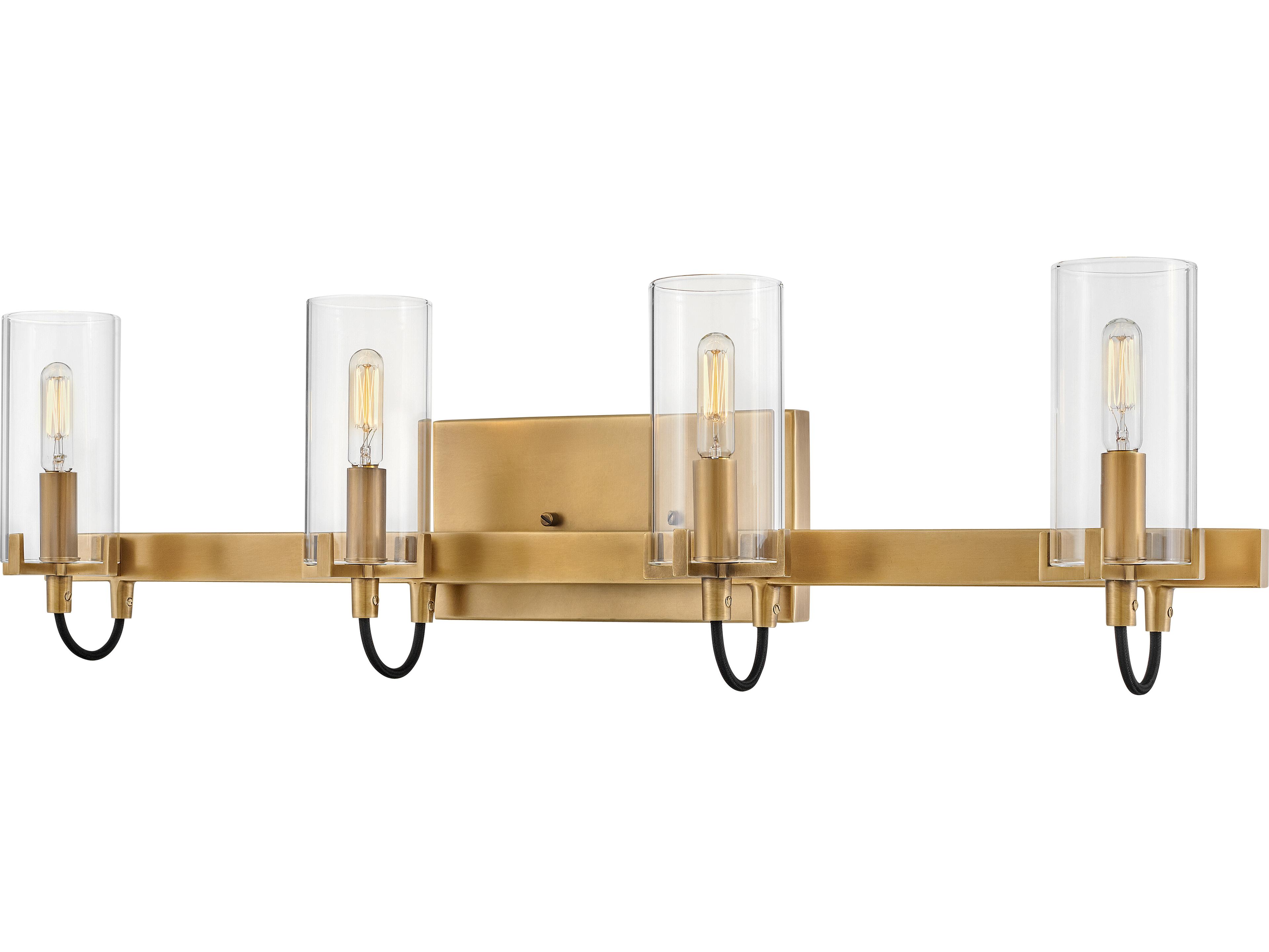 Hinkley Ryden 4-Light Heritage Brass Glass LED Vanity Light