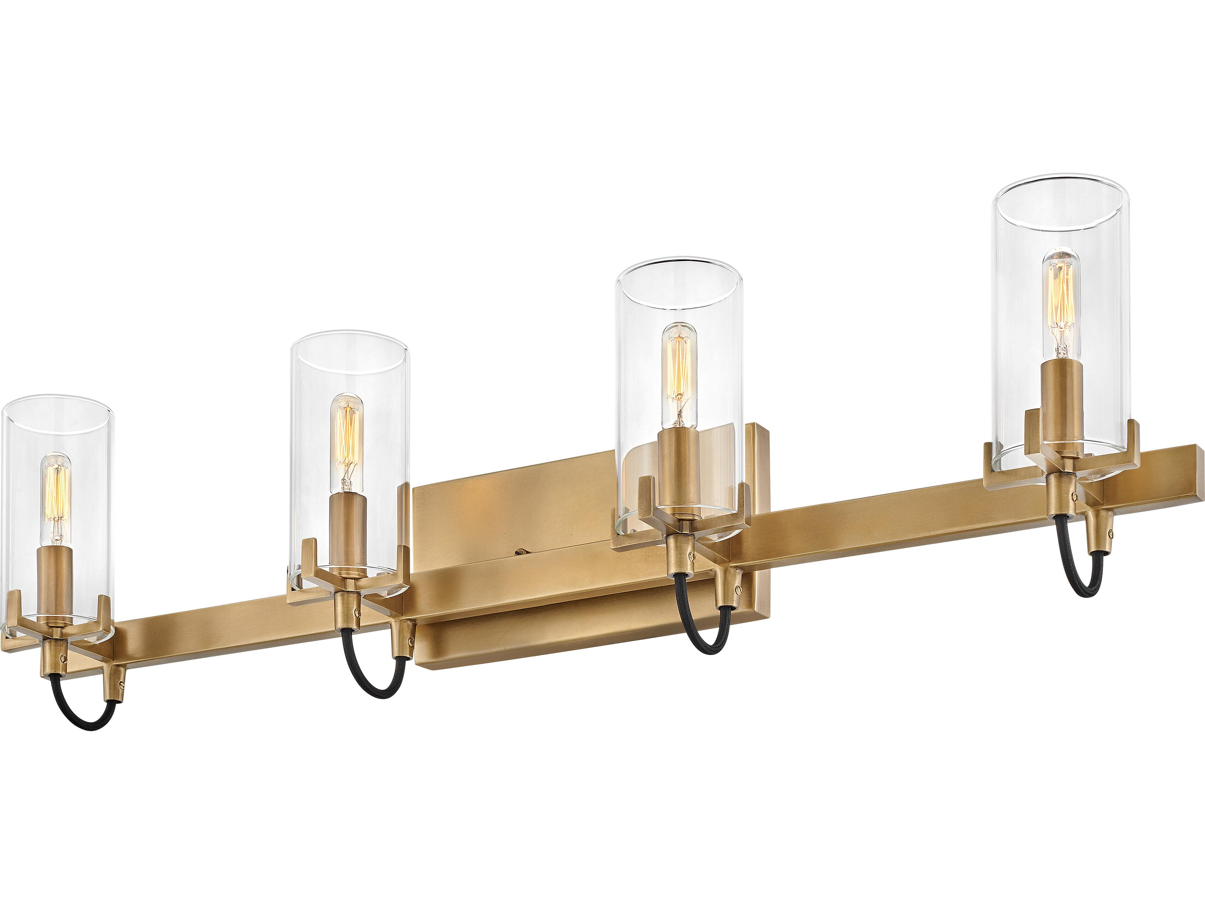 Hinkley Ryden 4-Light Heritage Brass Glass LED Vanity Light