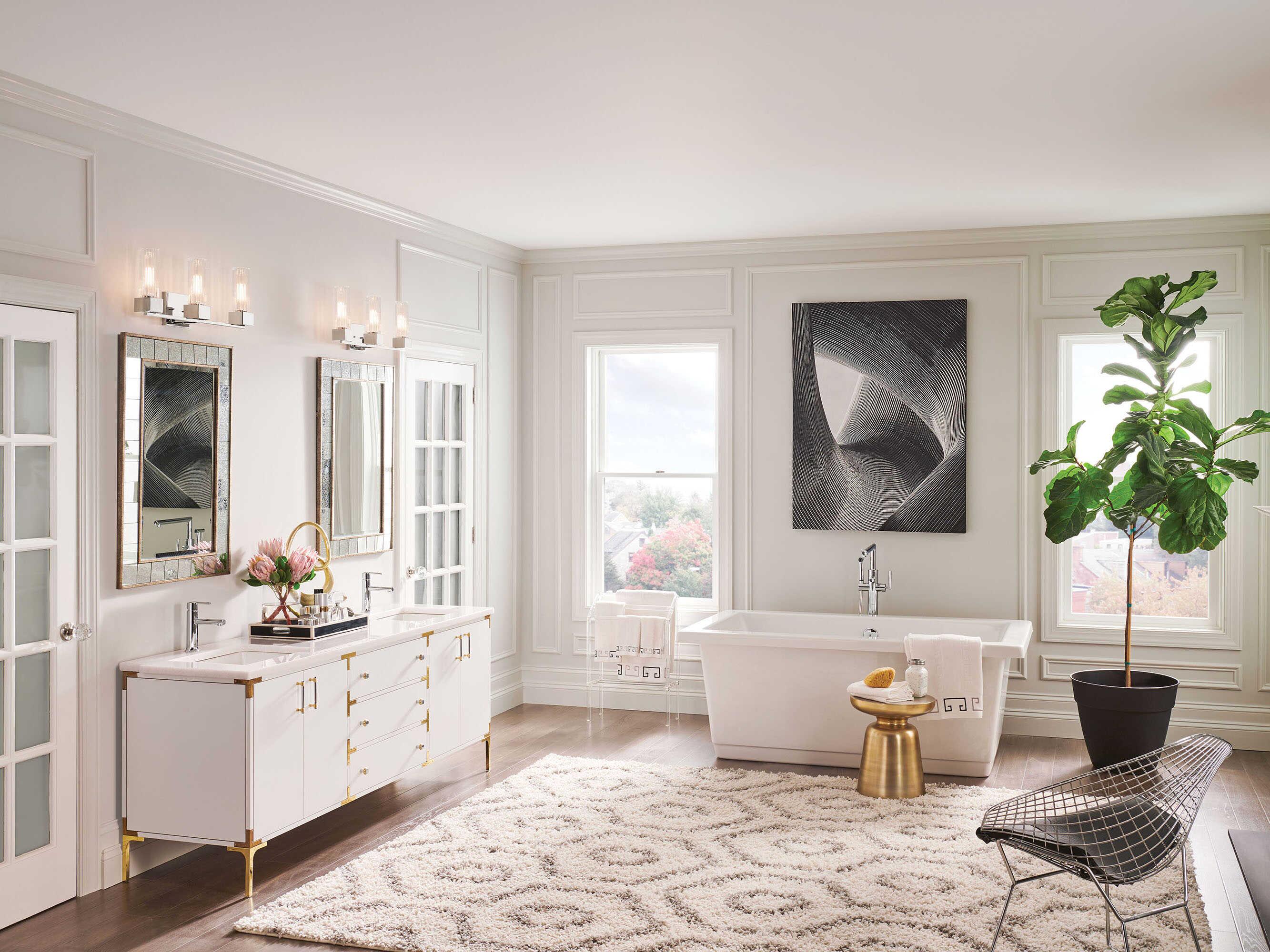 Hinkley Xander 3-Light Polished Nickel Glass Vanity Light