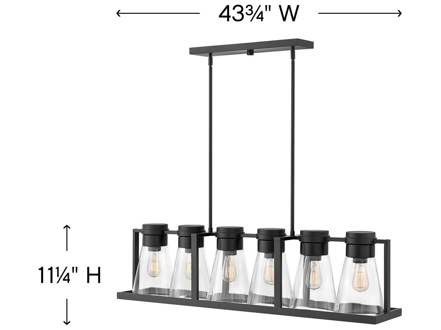 Hinkley Refinery 6-Light Black Glass Island Pendant
