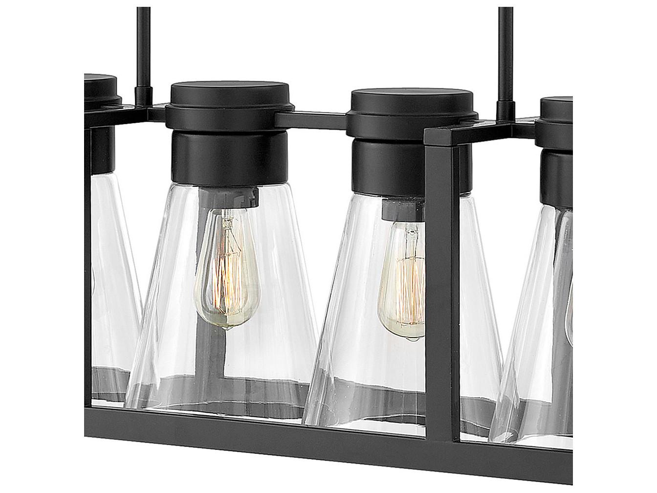 Hinkley Refinery 6-Light Black Glass Island Pendant