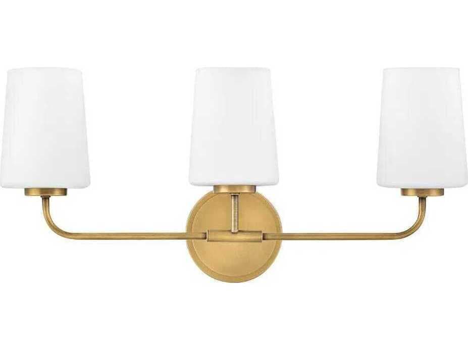 Hinkley Kline 3-Light Heritage Brass Glass Vanity Light