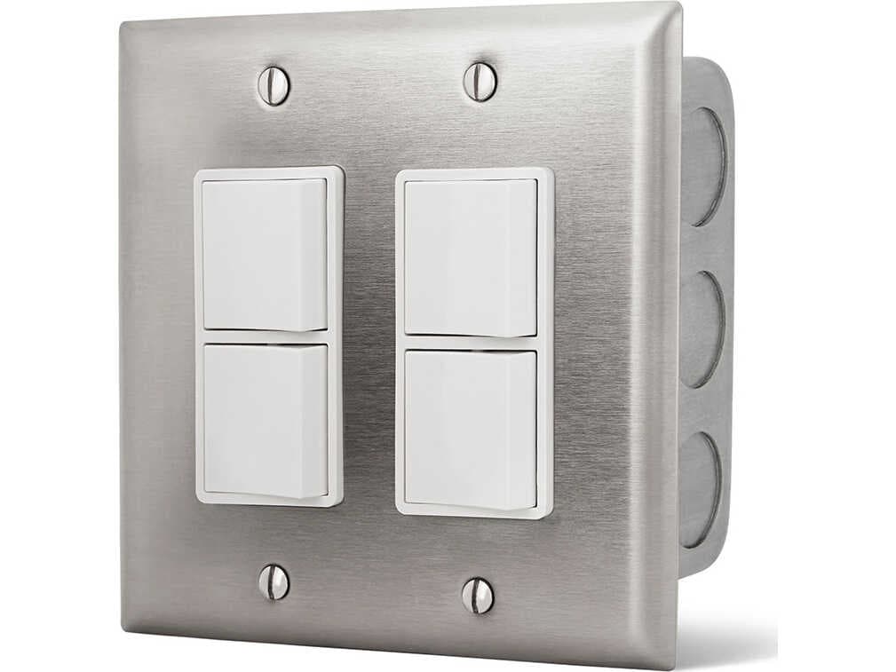 Infratech Dual Duplex Switch Wall Plate & Gang Box 20 Amp Per Pole