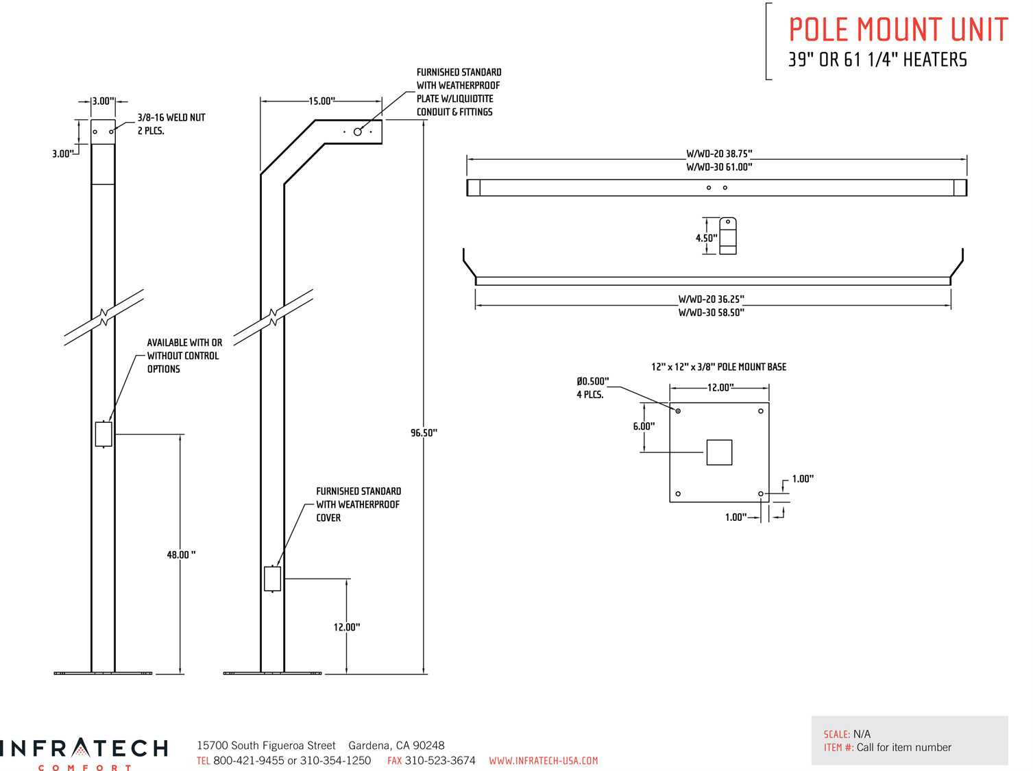 Infratech 8 Ft. Pole Mount For 39 Heaters