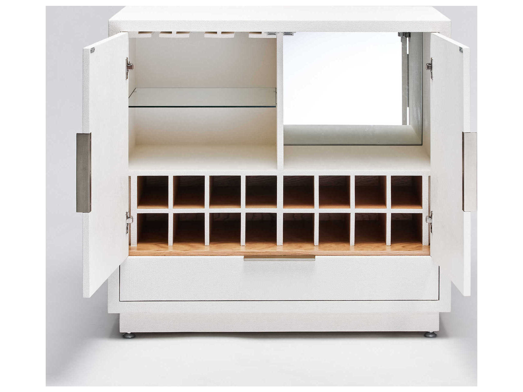 Interlude Home Montaigne Natural White Antique Brass Bar Cabinet