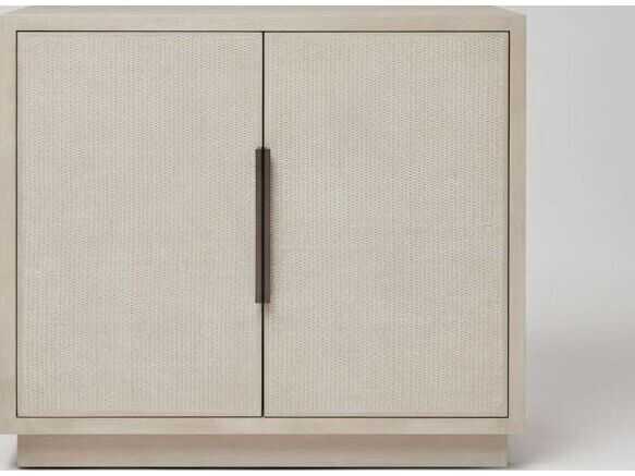 Interlude Home Holmes Natural Oak Wood Cliffside Vintage Bronze Bar Cabinet