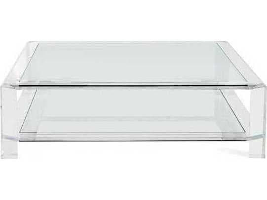 Interlude Home Square Clear Glass Coffee Table