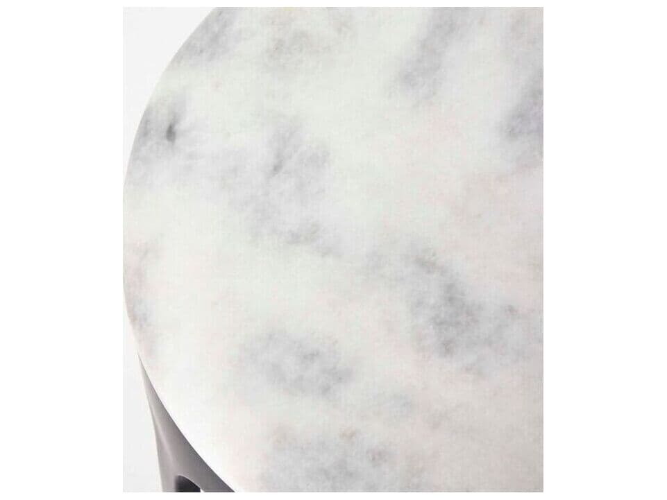 Interlude Home Camilla Round Marble Matte Black Ice Jade End Table