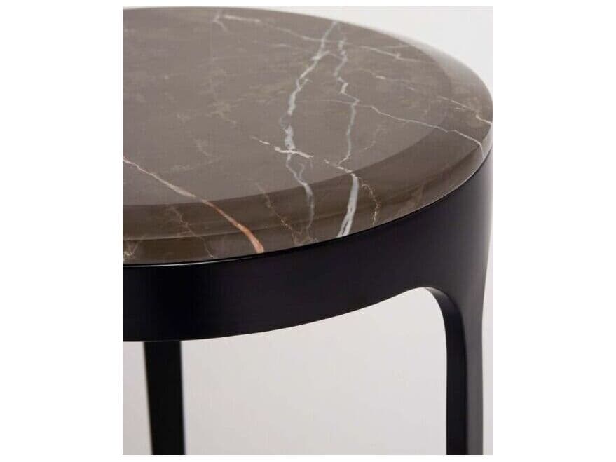 Interlude Home Camilla Round Marble Matte Black Terra Brown End Table