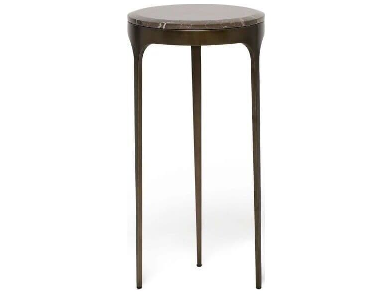 Interlude Home Camilla Round Marble Antique Bronze Terra Brown End Table