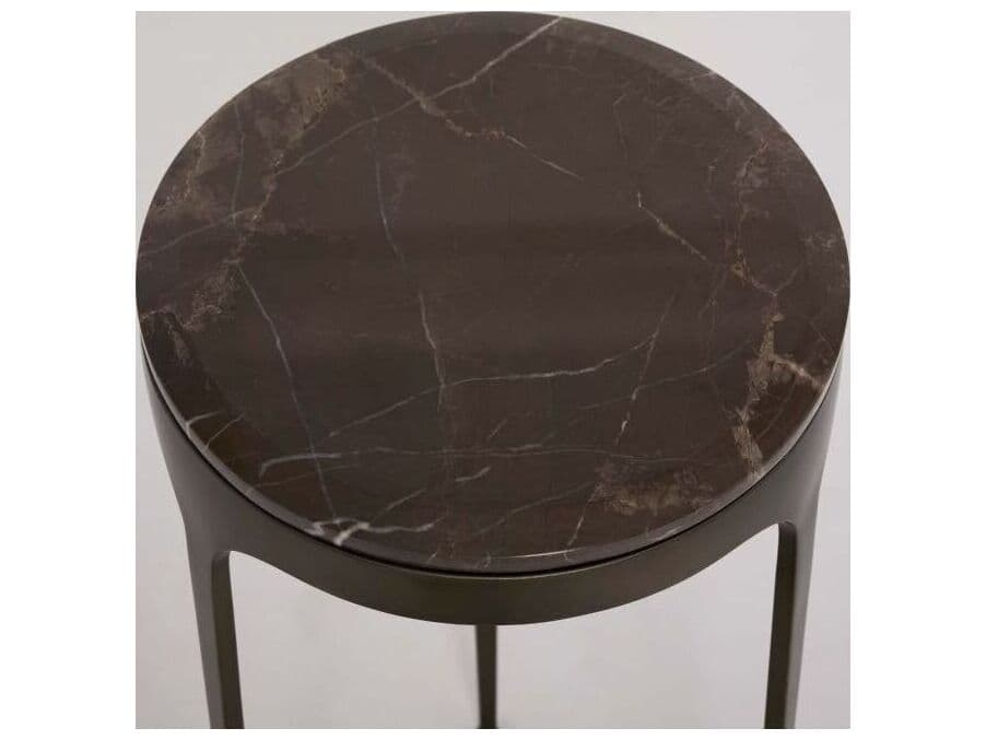 Interlude Home Camilla Round Marble Antique Bronze Terra Brown End Table