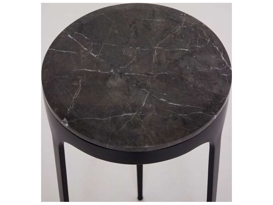 Interlude Home Camilla Round Marble Matte Black Wyndham Grey End Table