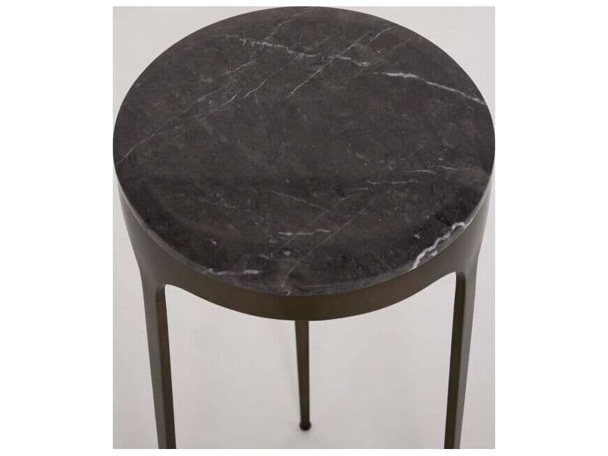 Interlude Home Camilla Round Marble Antique Bronze Wyndham Grey End Table