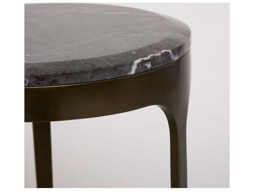 Interlude Home Camilla Round Marble Antique Bronze Wyndham Grey End Table