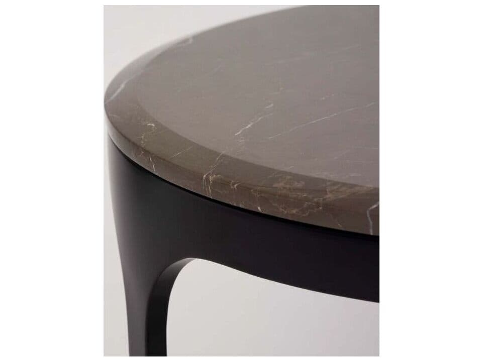 Interlude Home Camilla Round Marble Matte Black Terra Brown End Table
