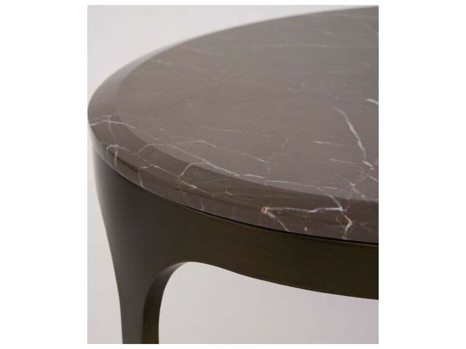 Interlude Home Camilla Round Marble Antique Bronze Terra Brown End Table