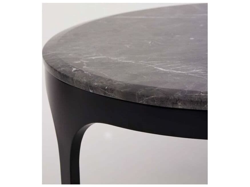 Interlude Home Camilla Round Marble Matte Black Wyndham Grey End Table