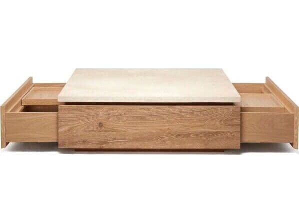 Interlude Home Branford Square Marble Saddle Honey Coffee Table