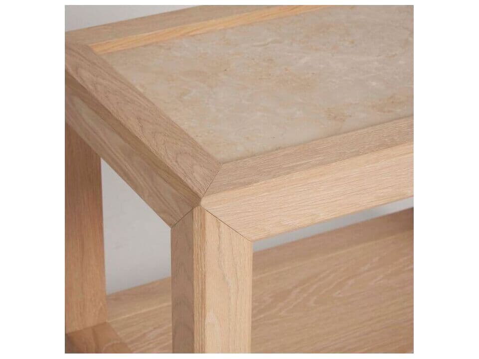 Interlude Home Walsh Rectangular Marble Saddle Honey End Table