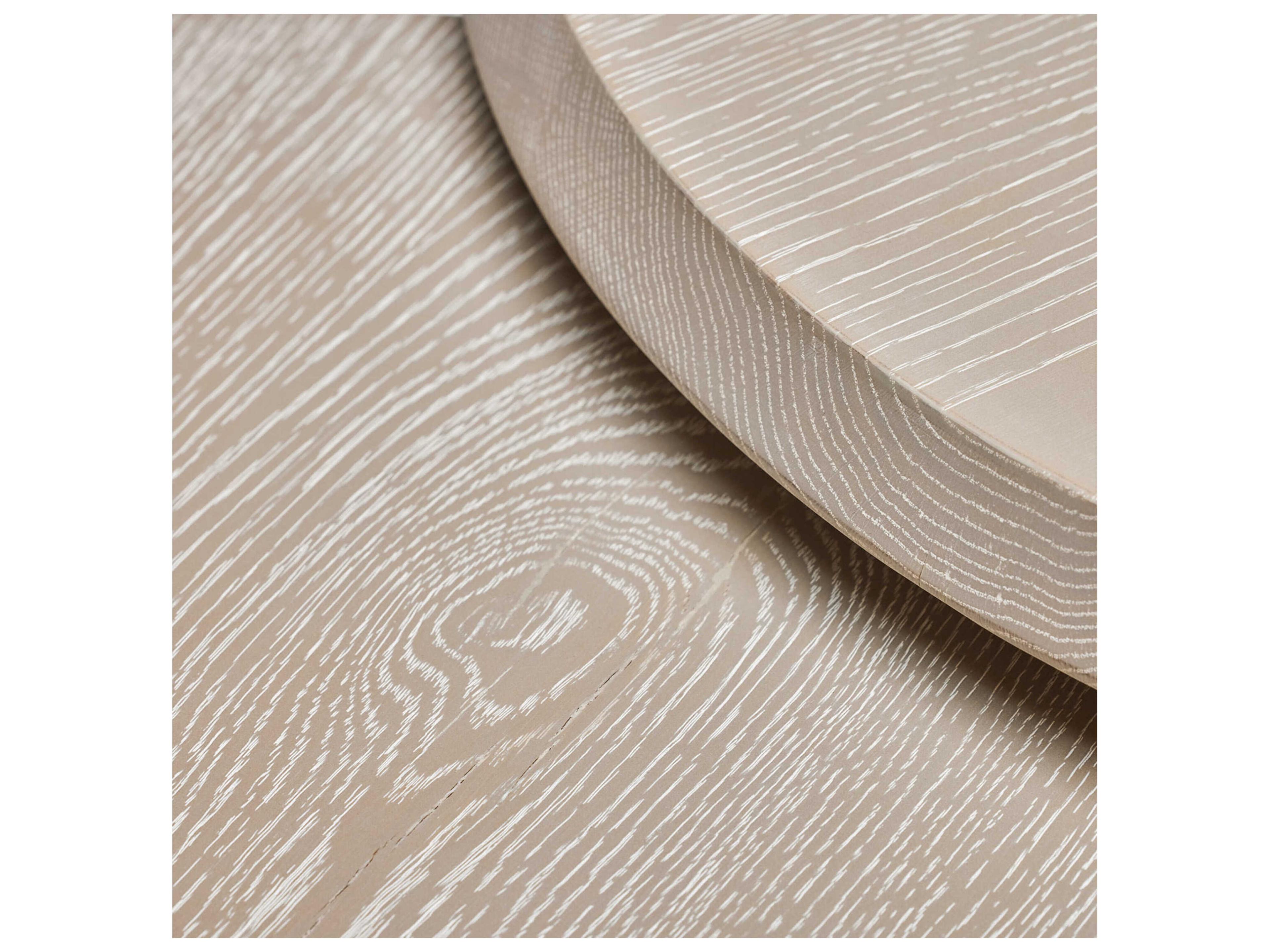 Interlude Home Hunt Bunching Round Wood Cliffside Grey Classic Bronze Coffee Tables