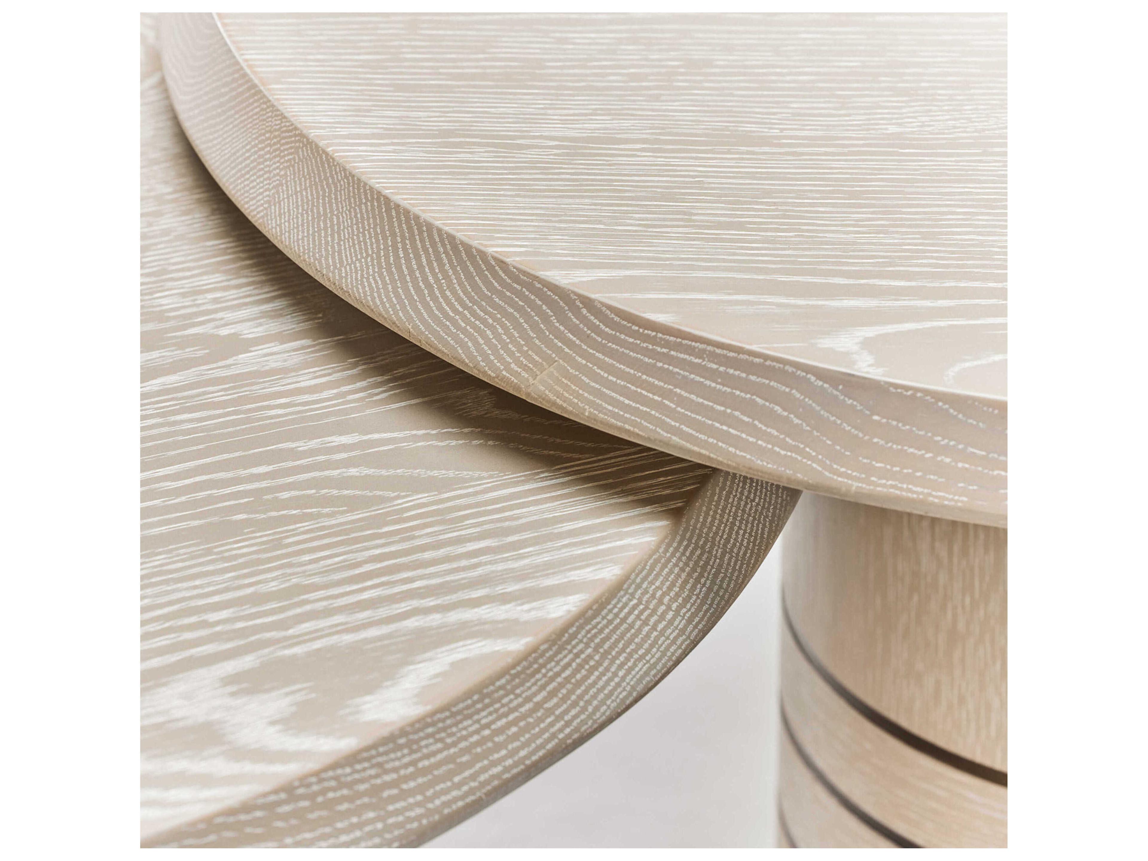 Interlude Home Hunt Bunching Round Wood Cliffside Grey Classic Bronze Coffee Tables