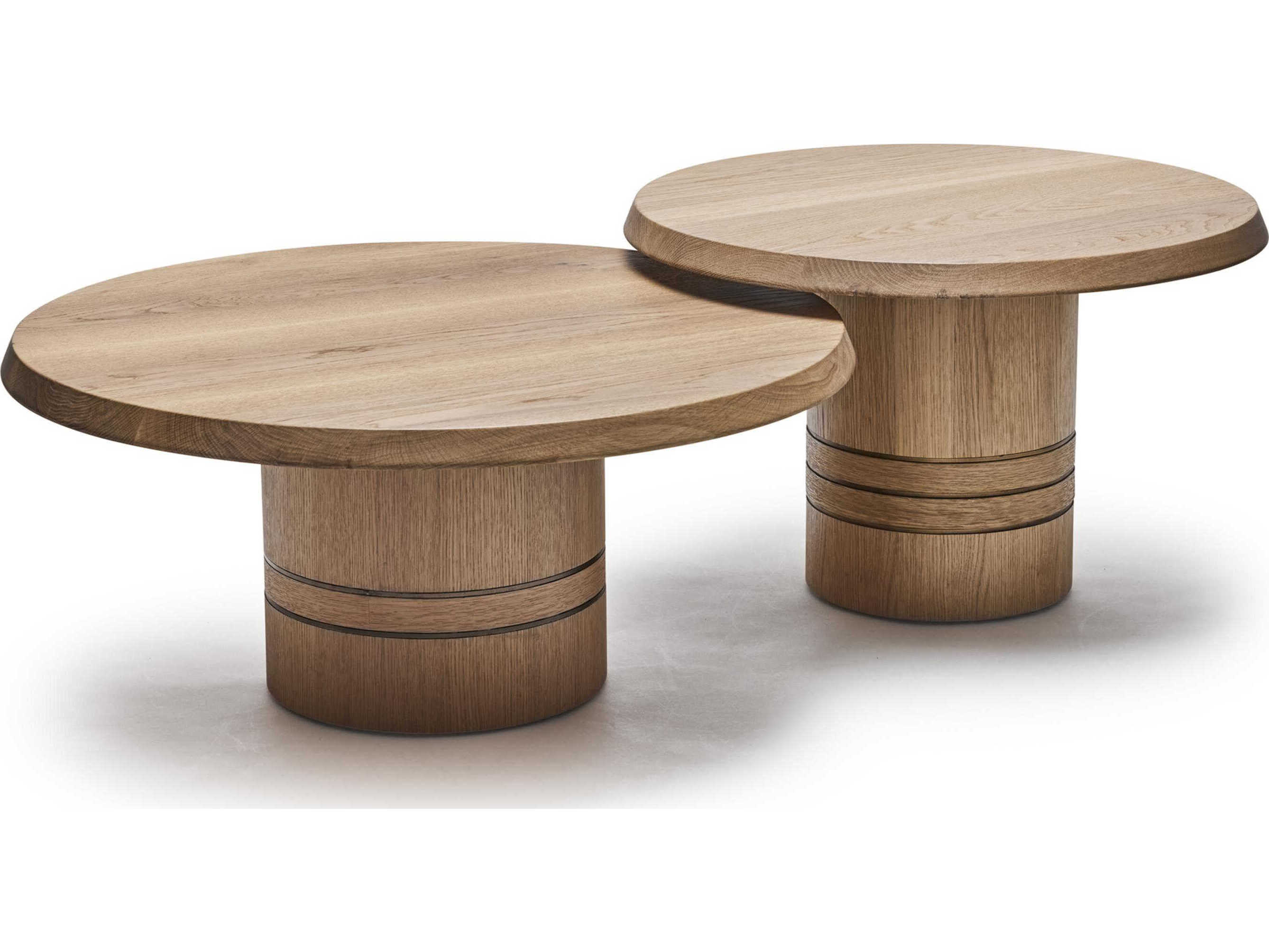 Interlude Home Hunt Bunching Round Wood Simply Natural Classic Bronze Coffee Tables