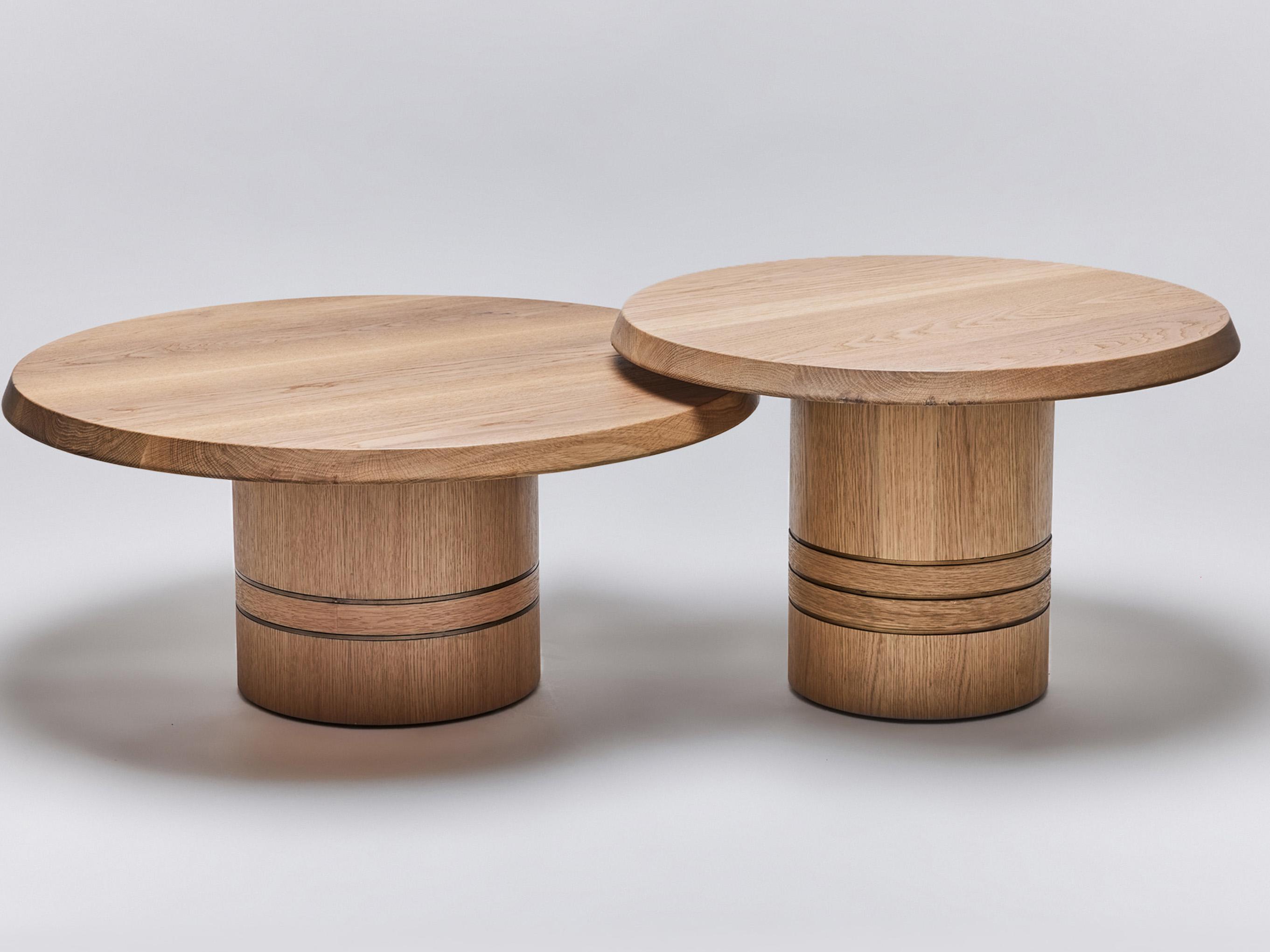 Interlude Home Hunt Bunching Round Wood Simply Natural Classic Bronze Coffee Tables