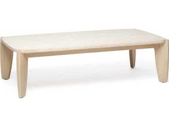 Interlude Home Rocco Rectangular Stone Raw Travertine Saddle Coffee Table