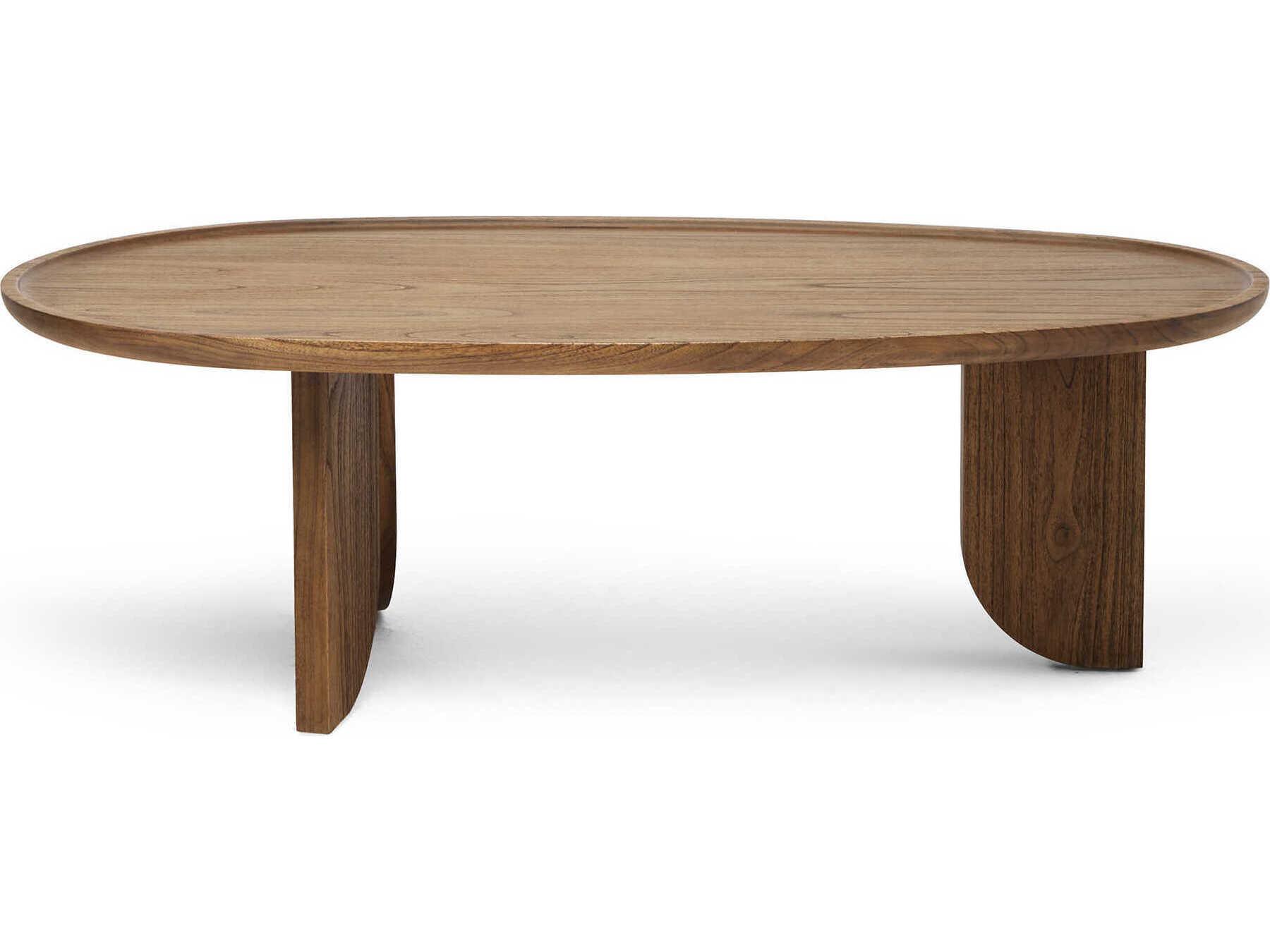 Interlude Home Ellison Oval Wood Pecan Coffee Table