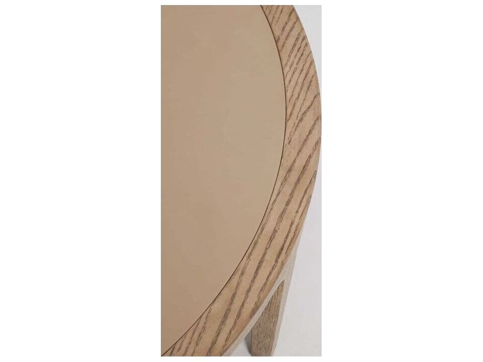 Interlude Home Putney Round Wood Washed Taupe Cream Latte Coffee Table