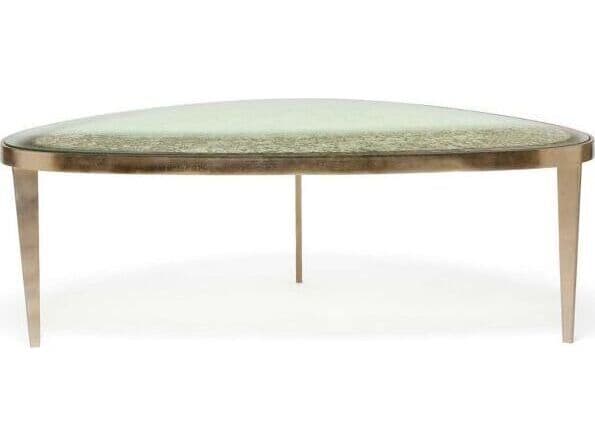 Interlude Home Jan Glass Champagne Taupe Grey Coffee Table
