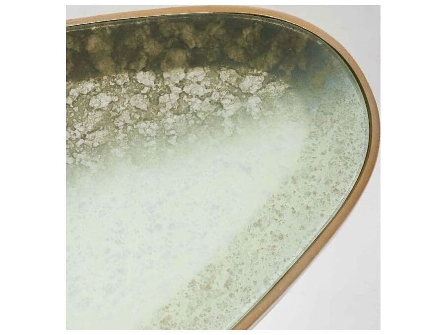 Interlude Home Jan Oval Champagne Taupe Grey Glass Coffee Table
