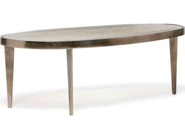Interlude Home Jan Oval Glass Twilight Bronze Coffee Table
