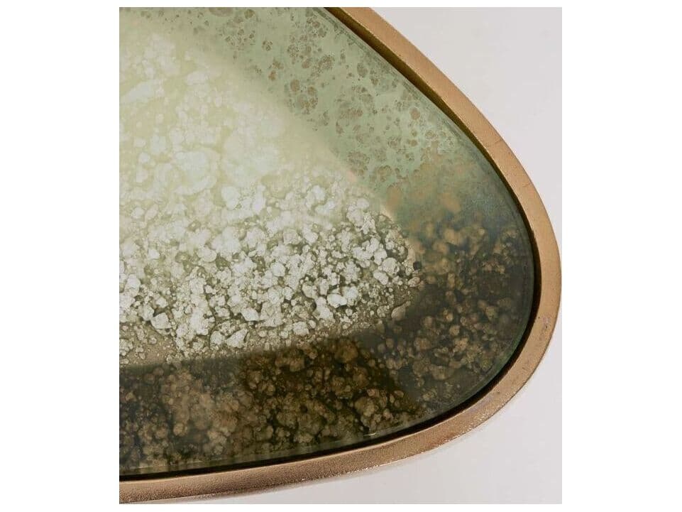 Interlude Home Jan Round Glass Champagne Taupe Grey End Table