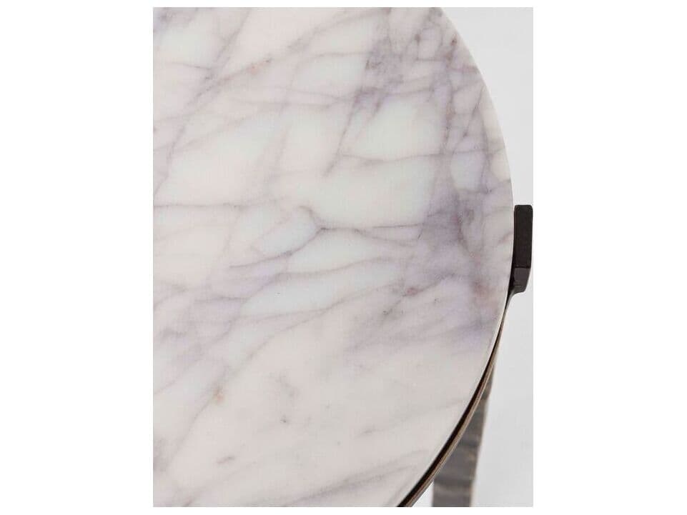 Interlude Home Como Round Marble Gilded Bronze Salt End Table