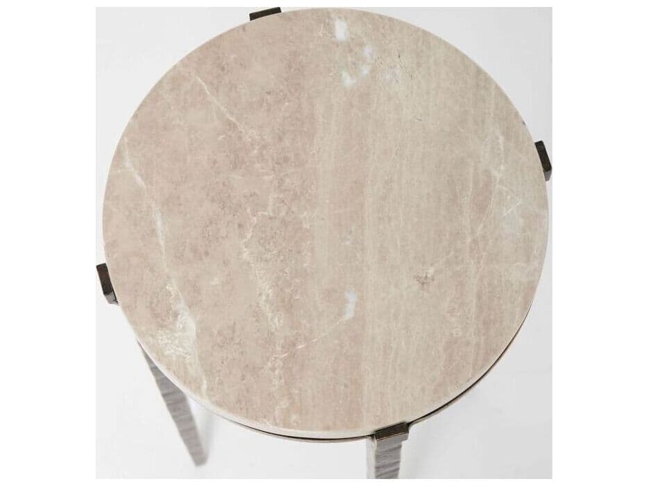 Interlude Home Como Round Marble Gilded Bronze Sahara End Table