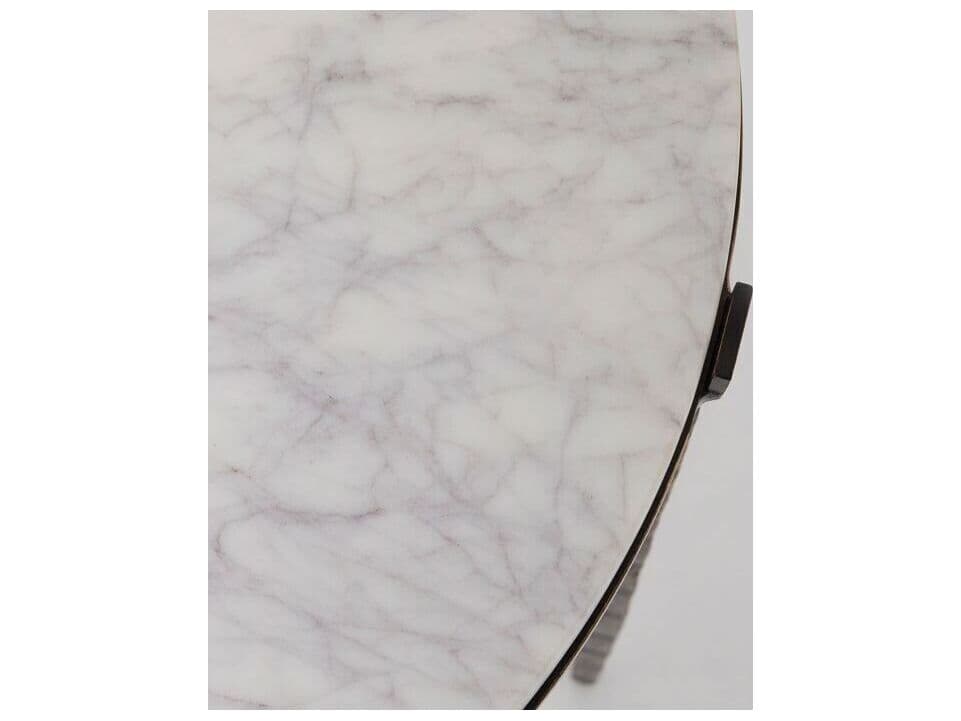 Interlude Home Como Round Marble Gilded Bronze Salt End Table