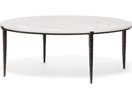 Interlude Home Como Round Marble Gilded Bronze Salt Coffee Table